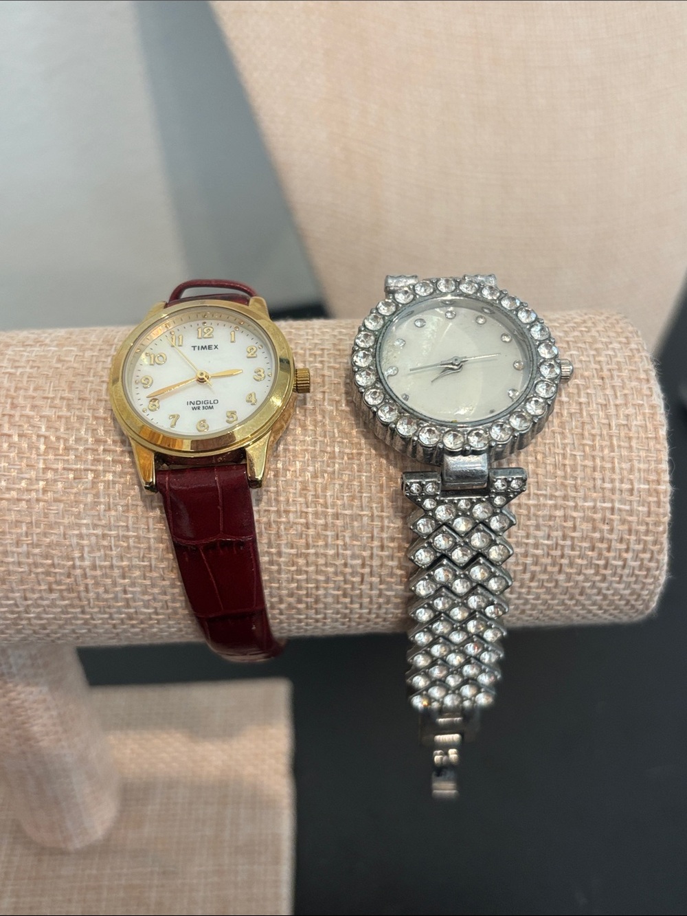 Lot of 2 Women’s Watches - Timex Indiglo & Silver-Tone Rhinestone- Untested